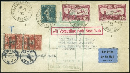 Stamp of France 1932 (2 Juil) Enveloppe de Cherbourg pour les État