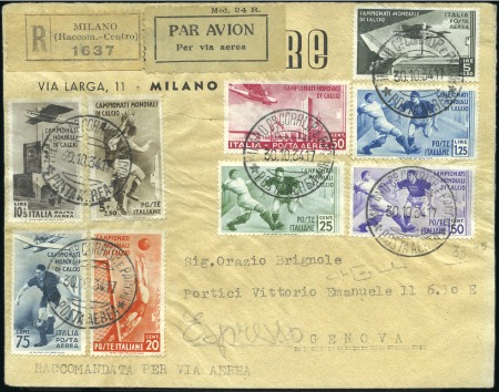 Stamp of Italy 1934 (30 Oct.) Football Championship, complete set