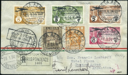 Stamp of Italy » Italian Colonies and Possessions » Cyrenaica (Cirenaica) 1934 (28 Jan.) "Lombardo-Mazzotti" cover from Beng