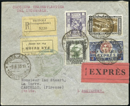Stamp of Italy » Italian Colonies and Possessions » Tripolitania 1933 (9 June) Balbo flight express cover from Trip