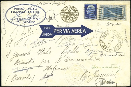 Stamp of Italy 1930 (15 Dec.) Balbo flight cover to Rio de Janeir