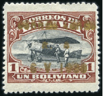 Stamp of Bolivia 1930 Zeppelin set of five values, mint, very fine
