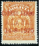Stamp of Bolivia 1925 Airmail 50c orange, three mint singles all wi