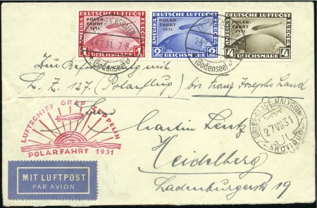 Stamp of Germany » German Empire 1931 (24 July) Polar flight cover from Zeppelin LZ