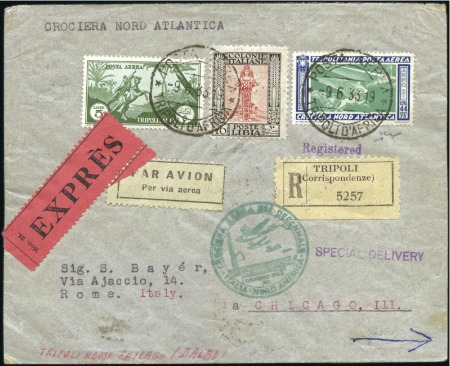 Stamp of Italy » Italian Colonies and Possessions » Tripolitania 1933 (9 June) "Crociera Nord Atlantica" registered