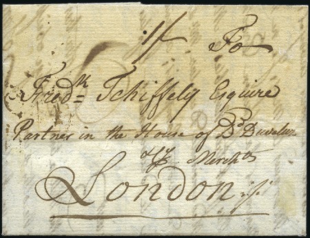Stamp of Grenada 1792 (Sep 3) Entire to England, ms rate "1/-," rev