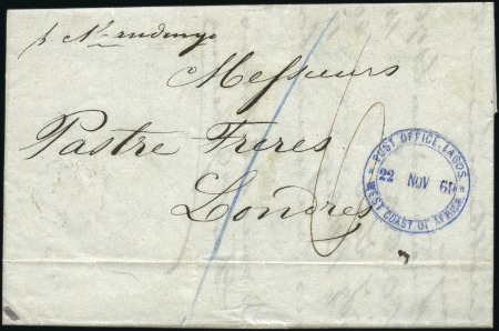 Stamp of Nigerias » Lagos 1869 (Nov 22) Entire to England with a crisp strik