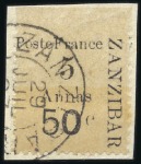 Stamp of Colonies françaises » Zanzibar (Poste française) 1897 Bordures supérieures : n°37 (tir 50), 38 (tir