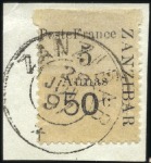 Stamp of Colonies françaises » Zanzibar (Poste française) 1897 Bordures supérieures : n°37 (tir 50), 38 (tir