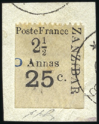 Stamp of Colonies françaises » Zanzibar (Poste française) 1897 Bordures inférieures : n°39A, pos 34, tirage 