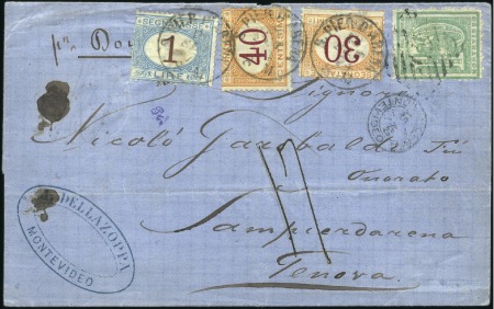 Stamp of Uruguay 1874 (Aug 5) Wrapper to Italy with 1866-67 10c per