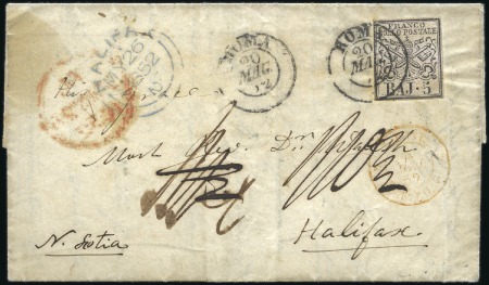 Stamp of Italian States » Papal States 1852 Entire to Halifax, NOVA SCOTIA, with 1852 5b