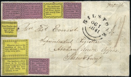 Stamp of Great Britain » Postal History » Pre-Adhesive & Stampless 1841 (Oct 1) Stampless printed entire from Bilston