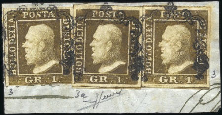 Stamp of Italian States » Sicily 1859 1g Rust Brown (2) and 1g intense rust brown a
