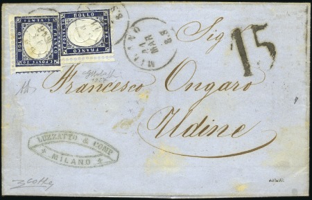 Stamp of Italy 1862 (Mar 11) Wrapper to Udine with 1862 20c IMPER