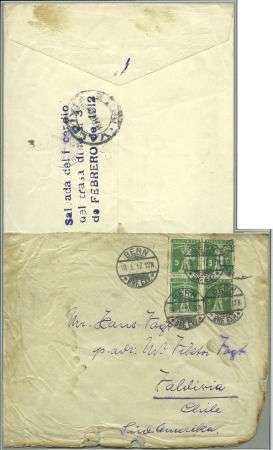 Stamp of Chile 1912 Train disaster cover from Bern, Switzerland t