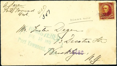 Stamp of United States 1902 “Kicking Mule” fancy cancel of 1902 Port Town