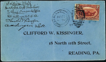 Stamp of United States 1898 2c Trans Miss (286), tied by “Military Sta. N