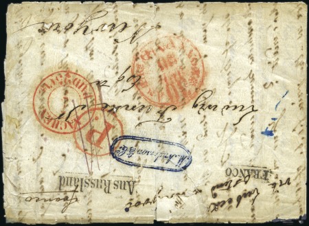 Stamp of Russia » Russia Imperial Pre-Stamp Postal History 1856 Cover from St. PETERSBURG to New York, manusc