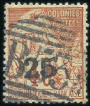 Stamp of Colonies françaises » Madagascar (Poste française) 1889 25 sur 40c rouge-orange, un avec cachet angla