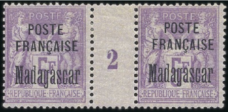 Stamp of Colonies françaises » Madagascar (Poste française) 1895 Surch. Poste française Madagascar 5F violet e