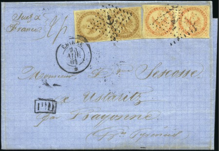 Stamp of Colonies françaises » Réunion 1864 Lettre pour Bayonne avec superbe AIGLE COUCHE