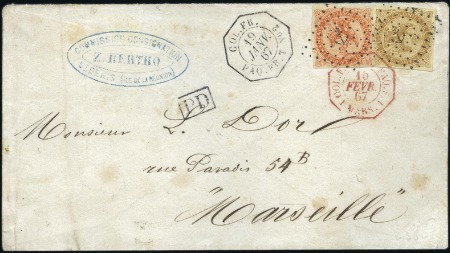 Stamp of Colonies françaises » Réunion 1867 Lettre pour Marseille avec Aigle 10c +40c obl