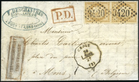 Stamp of France 1872-76, Sélection de 18 lettres choisies avec émi