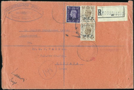Stamp of Somaliland Protectorate 1942 (Apr 17) Envelope sent registered to Kenya wi