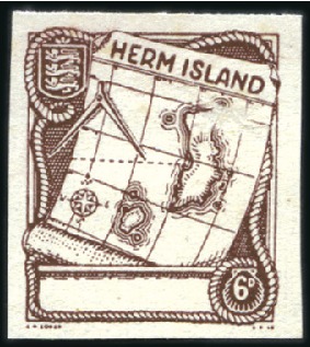Stamp of Great Britain » Locals HERM ISLAND: 1949 Maps 1d, 2d and 6d values imperf