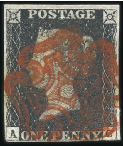 Stamp of Great Britain » 1840 1d Black and 1d Red plates 1a to 11 Plate 1b AC with just touched to very good margins