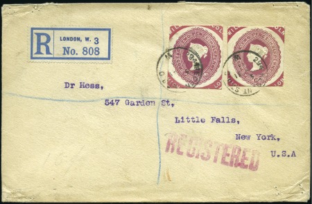 Stamp of Great Britain 1911 (Jul 31) Envelope sent registered to the USA