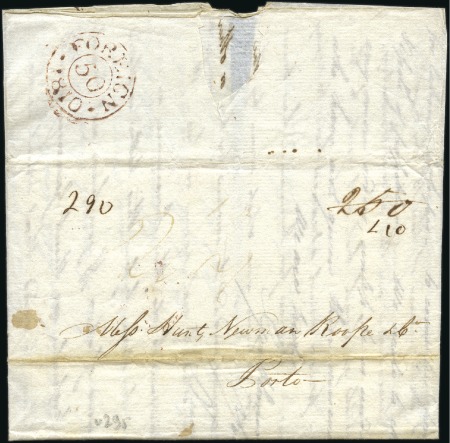 Stamp of Great Britain » Postal History » Pre-Adhesive & Stampless 1810 (Feb 28) Entire from London to Portugal with