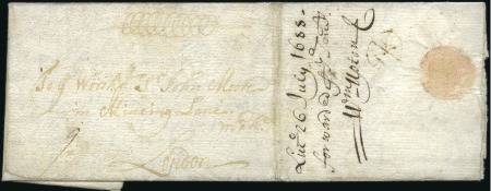 Stamp of Great Britain » Postal History » Pre-Adhesive & Stampless 1688 Entire from Livorno, Italy, to London, endors