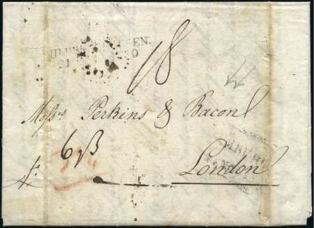 Stamp of Great Britain » Postal History » Pre-Adhesive & Stampless 1830 Entire to PERKINS & BACON, from a German prin