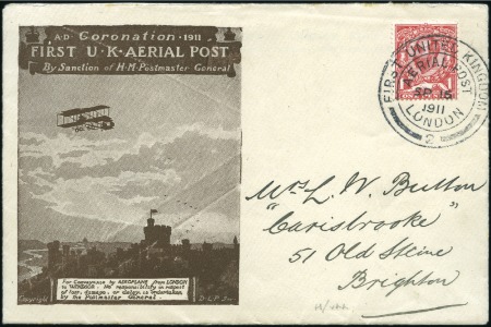 Stamp of Great Britain 1911 (Sep 15) UK First Aerial Post envelope (desig