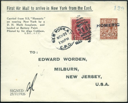 Stamp of Great Britain 1926 (Nov 25) "First Airmail to Arrive in New York
