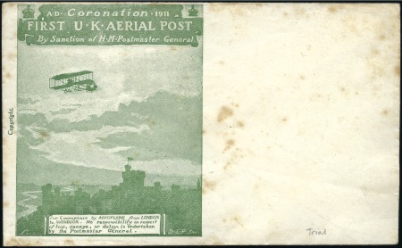 Stamp of Great Britain 1911 UK First Aerial Post envelope colour trial pr