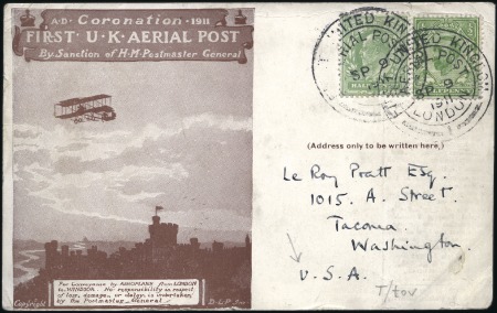Stamp of Great Britain 1911 UK First Aerial Post card (design in brown),