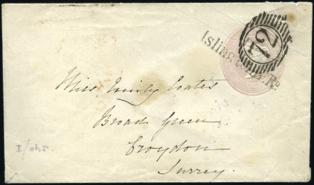 Stamp of Great Britain 1844 (Oct 3) 1d Pink postal stationery envelope ca