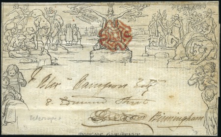 Stamp of Great Britain » 1840 Mulreadys & Caricatures 1841 (Jan) 1d Mulready lettersheet, stereo A254, w