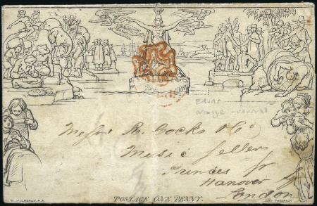 Stamp of Great Britain » 1840 Mulreadys & Caricatures 1840 (Dec 18) 1d Mulready lettersheet, stereo A17,
