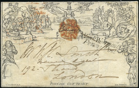 Stamp of Great Britain » 1840 Mulreadys & Caricatures 1840 (Oct 30) 1d Mulready lettersheet, stereo A54,