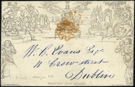 Stamp of Great Britain » 1840 Mulreadys & Caricatures 1840 (Jul 7) 1d Mulready envelope, stereo A155, wi