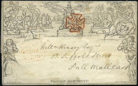 Stamp of Great Britain » 1840 Mulreadys & Caricatures 1840 (May 27) 1d Mulready lettersheet, stereo A2,