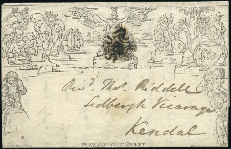 Stamp of Great Britain » 1840 Mulreadys & Caricatures 1841 (Mar 31) 1d Mulready lettersheet from Trinity