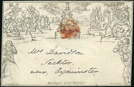 Stamp of Great Britain » 1840 Mulreadys & Caricatures 1840 (Jul 15) 1d Mulready envelope, stereo A139, w