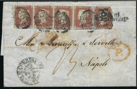 Stamp of Great Britain » 1841 1d Red 1849 (Mar 13) Wrapper from Liverpool to Italy with