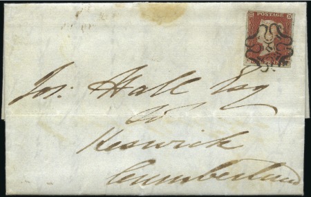 Stamp of Great Britain » 1841 1d Red 1843 (Oct 20) Entire with 1841 1d red, just touche