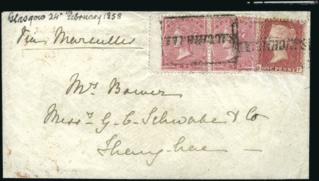 Stamp of Great Britain » 1855-1900 Surface Printed 1858 (Feb 24) Mourning envelope from Sauchiehall (
